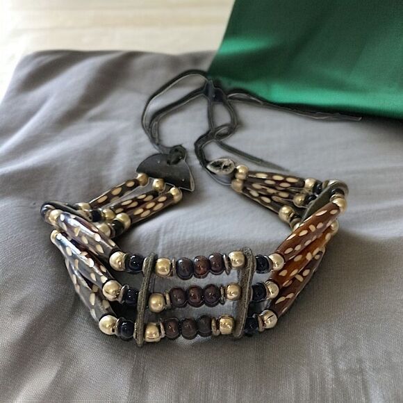 Native American Style Choker Necklace Ceramic Beaded Tribal Ethnic Bohemian - Picture 12 of 16